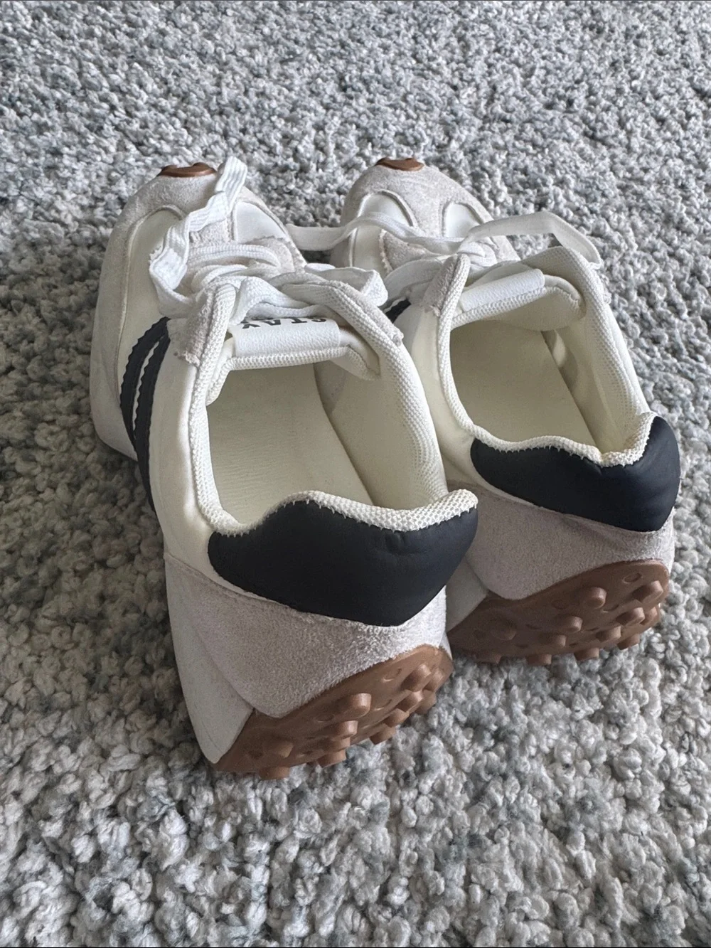 White and Black Low-Top Sneakers with Suede Accents